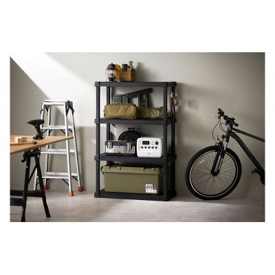 プラスチックラック4段 ブラック アイリスオーヤマ[53753059]