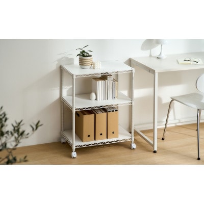 カラーメタルラック ウッドボード付き CMM-55073B 白 アイリスオーヤマ[53753277]