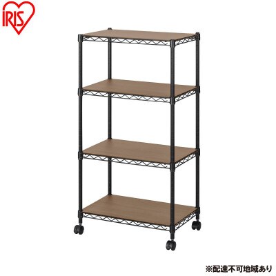 カラーメタルラック ウッドボード付き CMM-55104B 黒 アイリスオーヤマ[53753280]