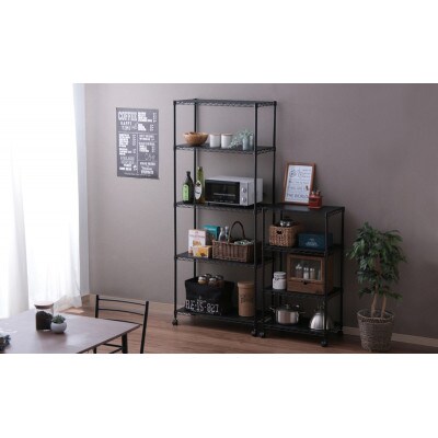 カラーメタルラック ウッドボード付き CMM-55104B 黒 アイリスオーヤマ[53753280]