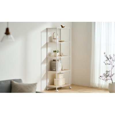 カラーメタルラック ウッドボード付き CMM-55165B 白 アイリスオーヤマ[53753281]