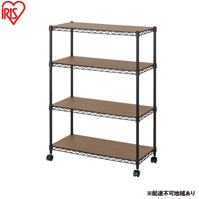 カラーメタルラック ウッドボード付き CMM-75104B 黒 アイリスオーヤマ[53753284]