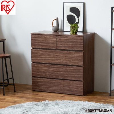 組立簡単ウッドチェスト KKWCー790 ウォールナット 4段 アイリスオーヤマ[53753293]