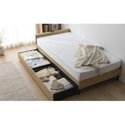 ウッドスチールベッド宮付きSBW02ーS 黒/ナチュラル  S　アイリスオーヤマ[53753297]