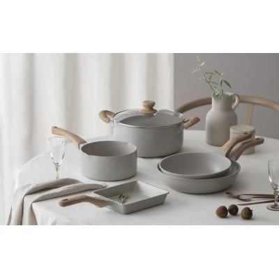 ナチュかる両手なべ24cm IH・ガス火対応 グレイッシュモカ アイリスオーヤマ[53753340]