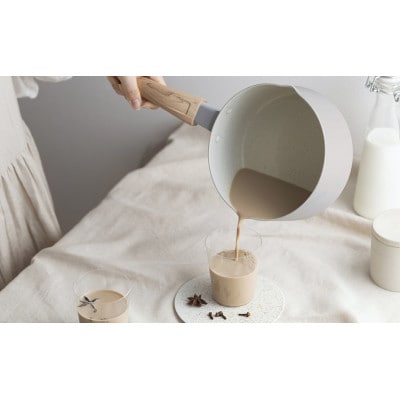 ナチュかる片手なべ18cm IH・ガス火対応 パールグレー×アイボリー　アイリス[53753339]