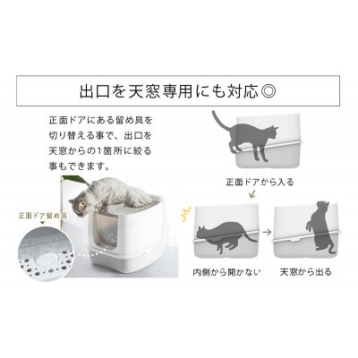 ツードア猫トイレ 本体 フルカバー Sunruck SR-TCT01-GY[53753421]