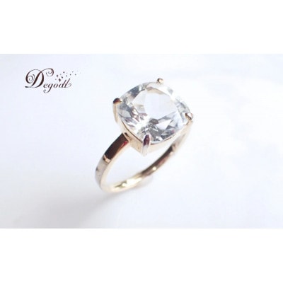 Degodd  ホワイトトパーズスクエアリング 天然石リング 11号[53687652]