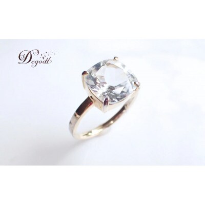 Degodd  ホワイトトパーズスクエアリング 天然石リング 13号[53687653]