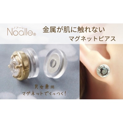 金属アレルギー対応　マグネット式　ノンホールピアス　S-RDシルバー×ブラック[53681380]