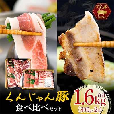 【ふるさと納税限定】くんじゃん豚 食べ比べセット 焼肉・しゃぶしゃぶ 計1.6kg