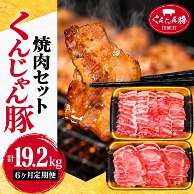 【毎月定期便】くんじゃん豚 焼肉セット(バラ・ロース)計19.2kg全6回