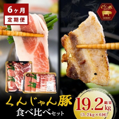 【毎月定期便】くんじゃん豚 食べ比べセット 焼肉・しゃぶしゃぶ 計19.2kg全6回