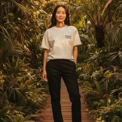 やんばるの自然を纏う オリジナルデザインTシャツ(アイボリーホワイト/Lサイズ)