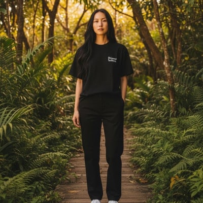 やんばるの自然を纏う オリジナルデザインTシャツ(ブラック/XLサイズ)