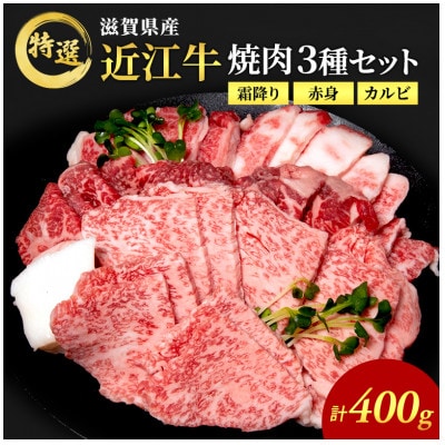近江牛 特選 焼肉 3種盛り 約400g [53820165]