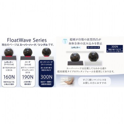 アキレス 健康サポートマットレス FloatWave スーパーハードタイプ S[53820431]