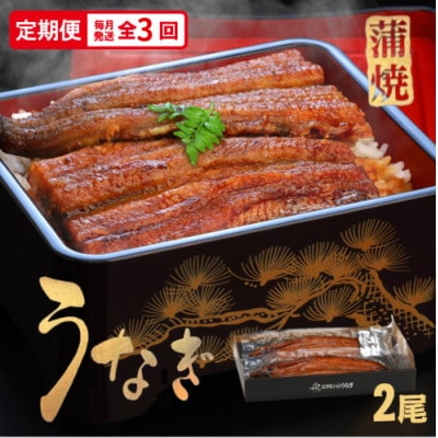 【毎月定期便】うなぎ蒲焼2尾入り(化粧箱入り)　地元老舗うなぎ加工会社より真空でお届け全3回