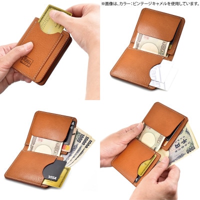 VanNuys マネークリップ機能付き胸ポケットにも入るコンパクトウォレット(ビンテージブラウン)