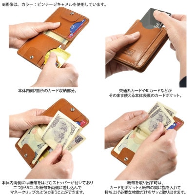 VanNuys キャッシュレス時代の胸ポケットに入る多機能薄型コンパクトウォレット(ブラック)
