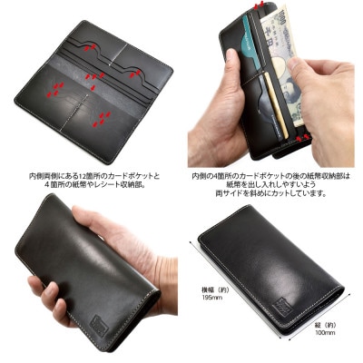 VanNuys カード12枚と紙幣収納のロングウォレット スタンダードタイプ(ビンテージブラック)