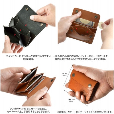 VanNuys 大きく開く 3部屋構造のワイドオープンウォレット(ビンテージブラック)