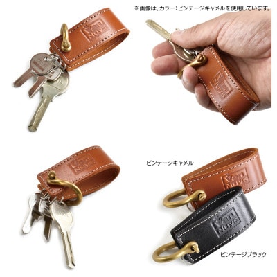 VanNuys ビンテージオイルシュリンクレザーのキーホルダー(ビンテージブラック)