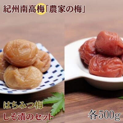 紀州南高梅「農家の梅」はちみつ梅・しそ漬セット 各500g【nkn009-3】