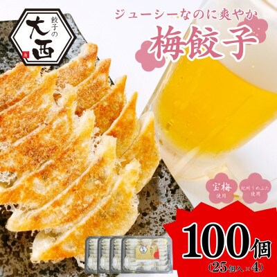 大西の梅餃子セット 計100個 (25個入り×4パック)【gyz013-1】