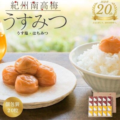 【田辺市20周年記念】紀州南高梅うすみつ個包装20粒 2種各10粒 【isg046-sumire】