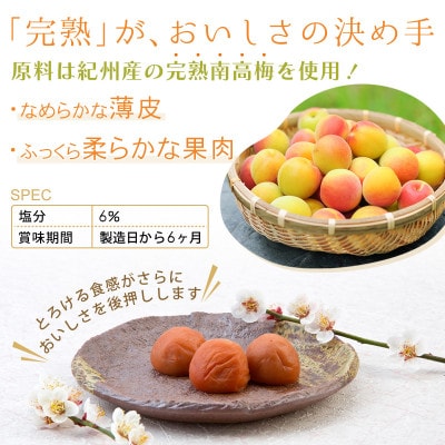 紀州産南高梅 梅ぼし田舎漬 減塩仕込み(塩分6%)1kg(500g×2)【nkt006-3】