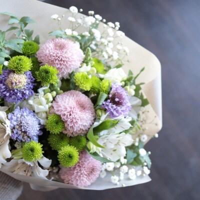 季節のお花で束ねた仏花【花瓶用】/Sサイズ