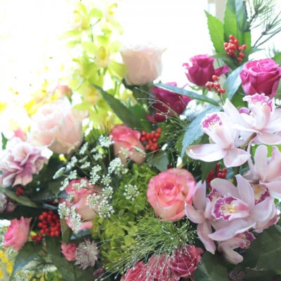 お正月のお花のアレンジメント*LLサイズ/花瓶不要!届いてそのまま飾れるフラワーアレンジ