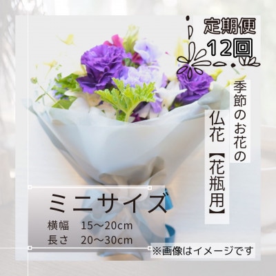 【毎月定期便】季節のお花で束ねた仏花【花瓶用】/ミニサイズ全12回