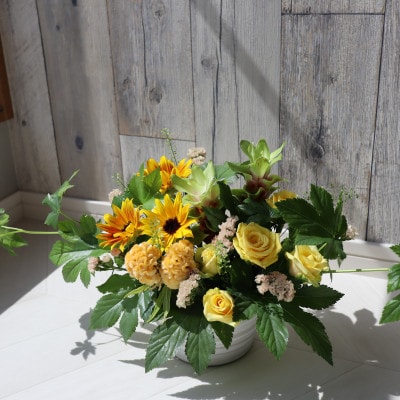 【毎月定期便】季節のお花のアレンジメントMサイズ～届いてそのまま飾れるフラワーアレンジ全6回