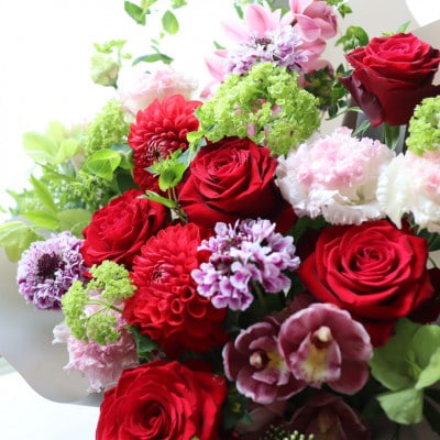 【毎月定期便】【さとふる限定】季節のお花で束ねたブーケ【花瓶用】/LLサイズ全6回