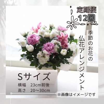 【毎月定期便】仏花アレンジメント/Sサイズ～花瓶不要!届いてそのまま飾れます全12回