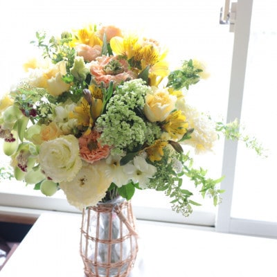 【2週間毎定期便】季節のお花で束ねたブーケ【花瓶用】/Lサイズ全24回