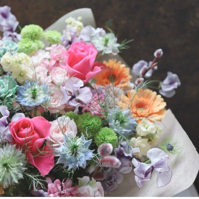 【毎月定期便】【さとふる限定】癒しのフラワーセラピーブーケ【花瓶用】L/Xサイズ全12回