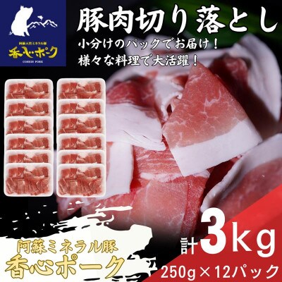 熊本県産「香心ポーク」切り落とし 約250g×12パック(計約3kg)(菊陽町)