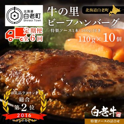 2022年7月発送開始『定期便』牛の里ビーフハンバーグ110g×10個 特製ソースの詰合せ 全6回