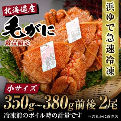 【浜ゆで自社タグ付】北海道産ボイル毛ガニ350g～380g前後×2尾