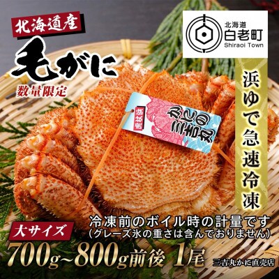 【浜ゆで自社タグ付】北海道産ボイル毛ガニ700g～800g前後×1尾