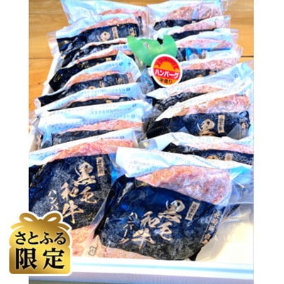【さとふる限定】北海道白老町　黒毛和牛ハンバーグ　120g×16個　