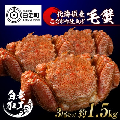 毛蟹 ボイル済み 冷凍 3尾セット 約1.5kg BM049 | お礼品詳細