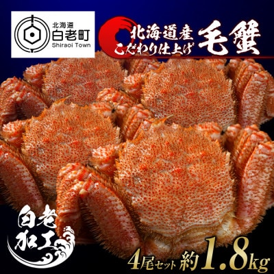 毛蟹 ボイル済み 冷凍 4尾セット 約1.8kg BM055