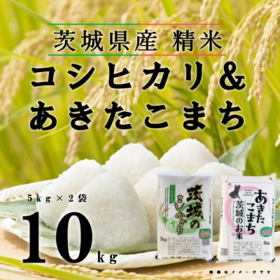 【令和7年産】こしひかり あきたこまち 精米 10kg(各5kg×1袋)茨城 の お米 食べ比べ