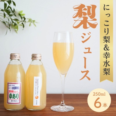 ストレート果汁100%!梨ジュース2種セット(250ml×計6本)【幸水梨「幸あり」&にっこり梨】