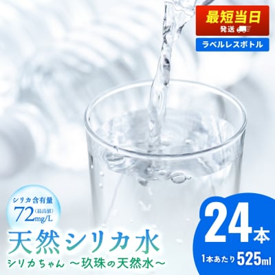 【最短当日発送】シリカ天然水 525ml×24本 (シリカちゃん)ラベルレス 水 SDGs