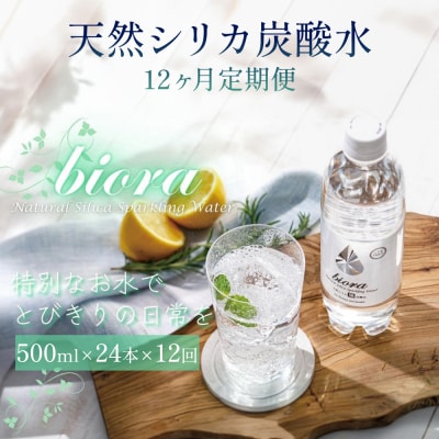 biora天然シリカ炭酸水 500ml×24本×12回 炭酸水 シリカ ミネラル 美容 飲料水 軟水